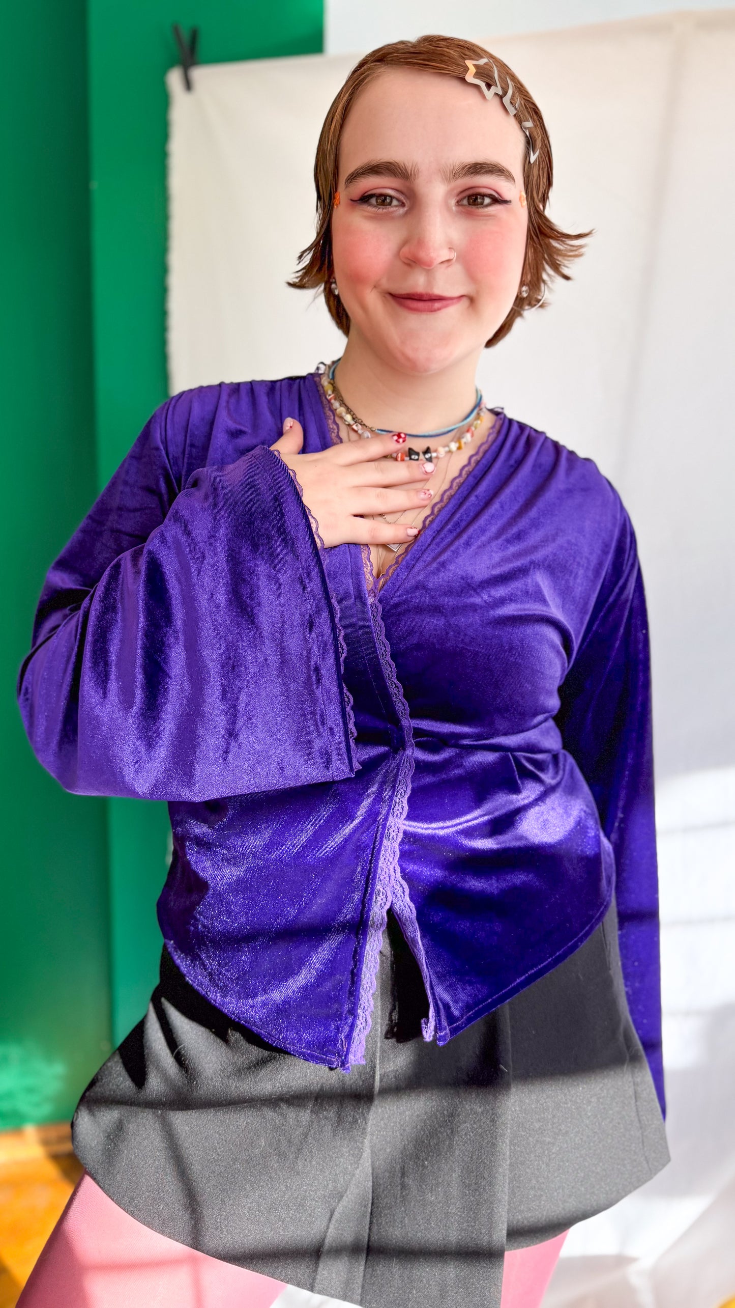 LUNA Kadife Wrap Top Mor