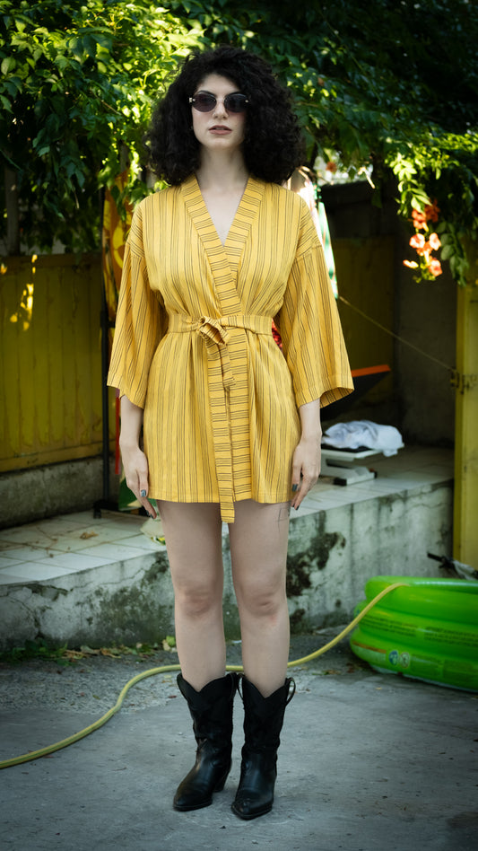 Golden Lines – Sarı Çizgili Uzun Kimono