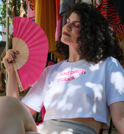 Bad B*tch O’Clock – Beyaz Crop Tişört