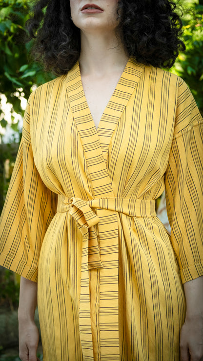 Golden Lines – Sarı Çizgili Uzun Kimono