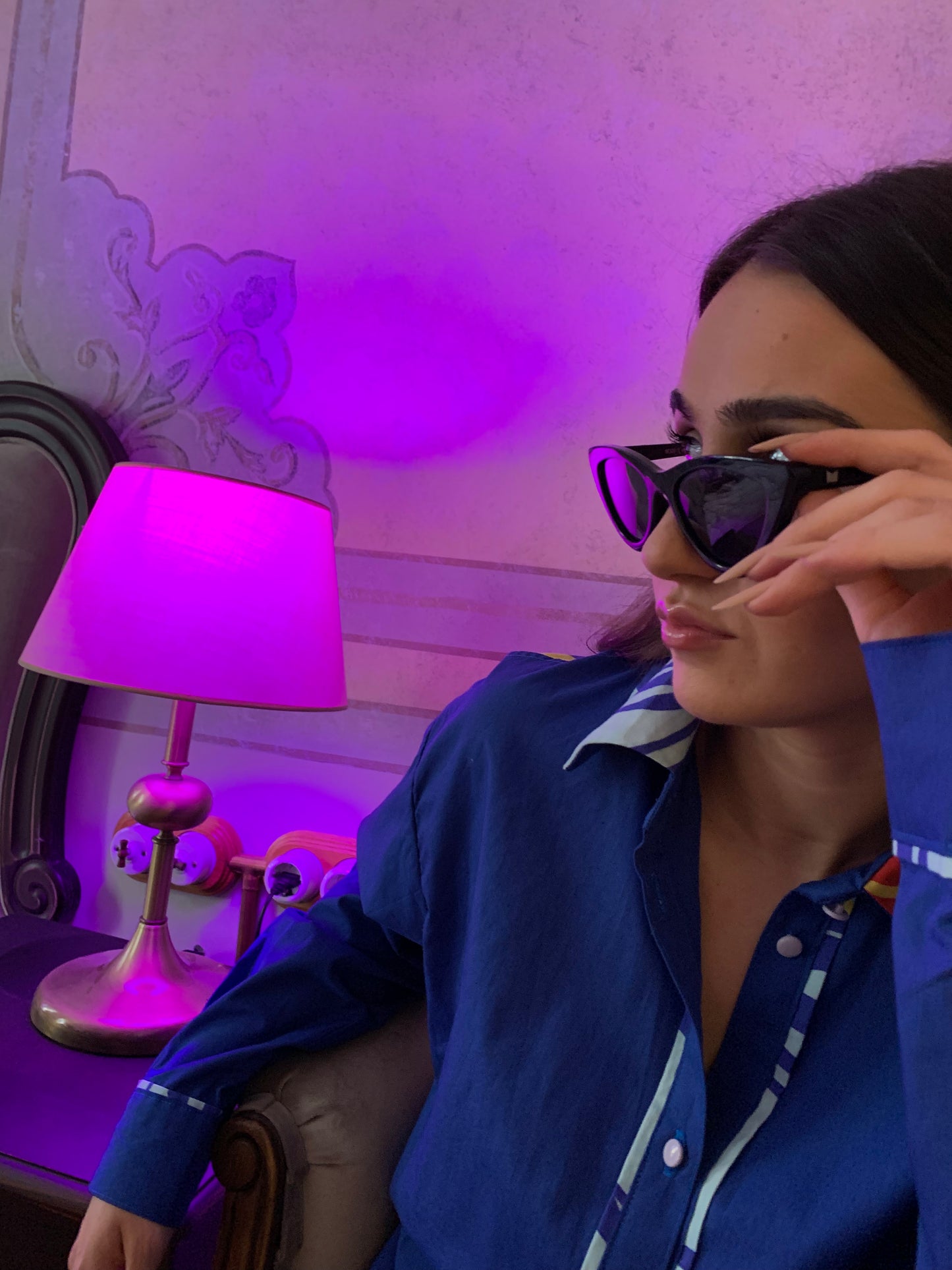 Medusa Mavi Oversize Gömlek