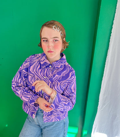 Mira – Purple Wave Canvas Ceket