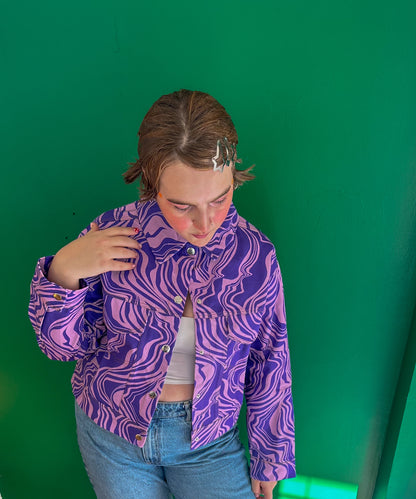 Mira – Purple Wave Canvas Ceket