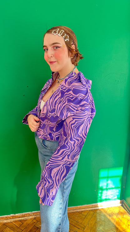 Mira – Purple Wave Canvas Ceket