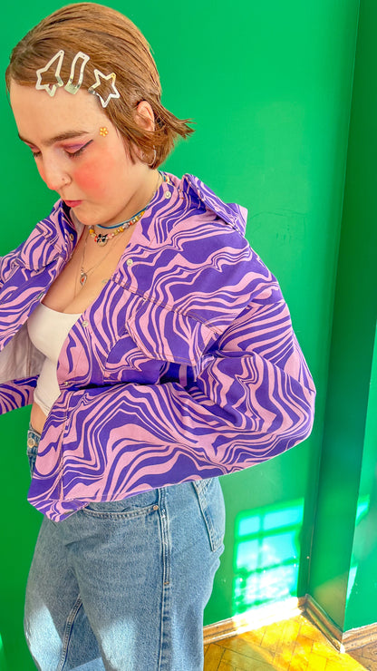 Mira – Purple Wave Canvas Ceket