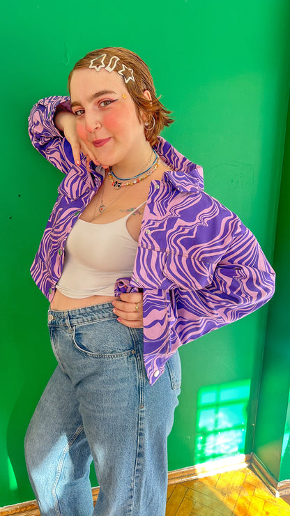 Mira – Purple Wave Canvas Ceket