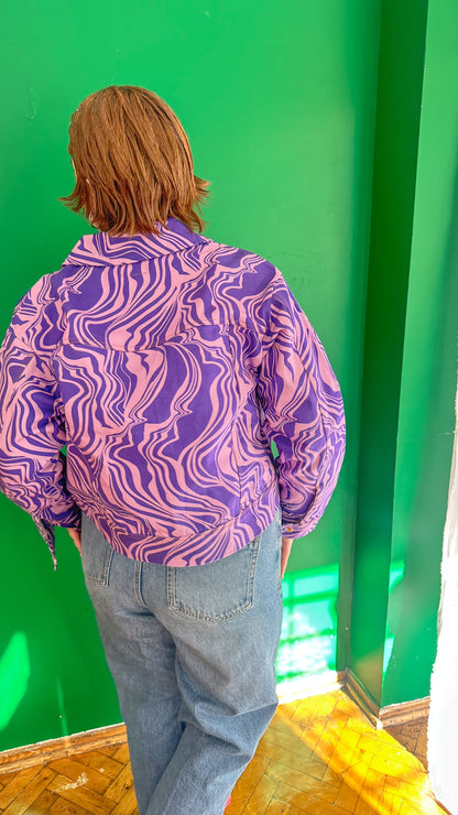 Mira – Purple Wave Canvas Ceket