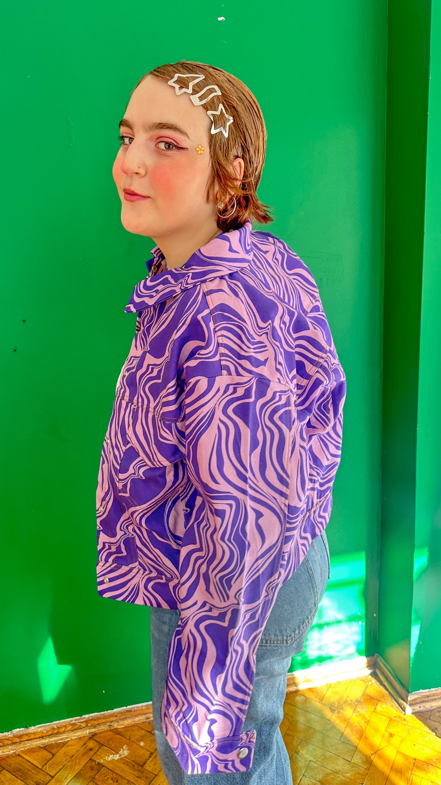 Mira – Purple Wave Canvas Ceket