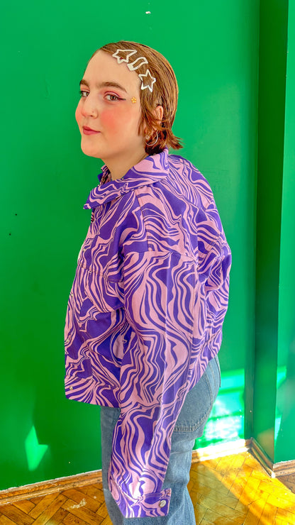 Mira – Purple Wave Canvas Ceket