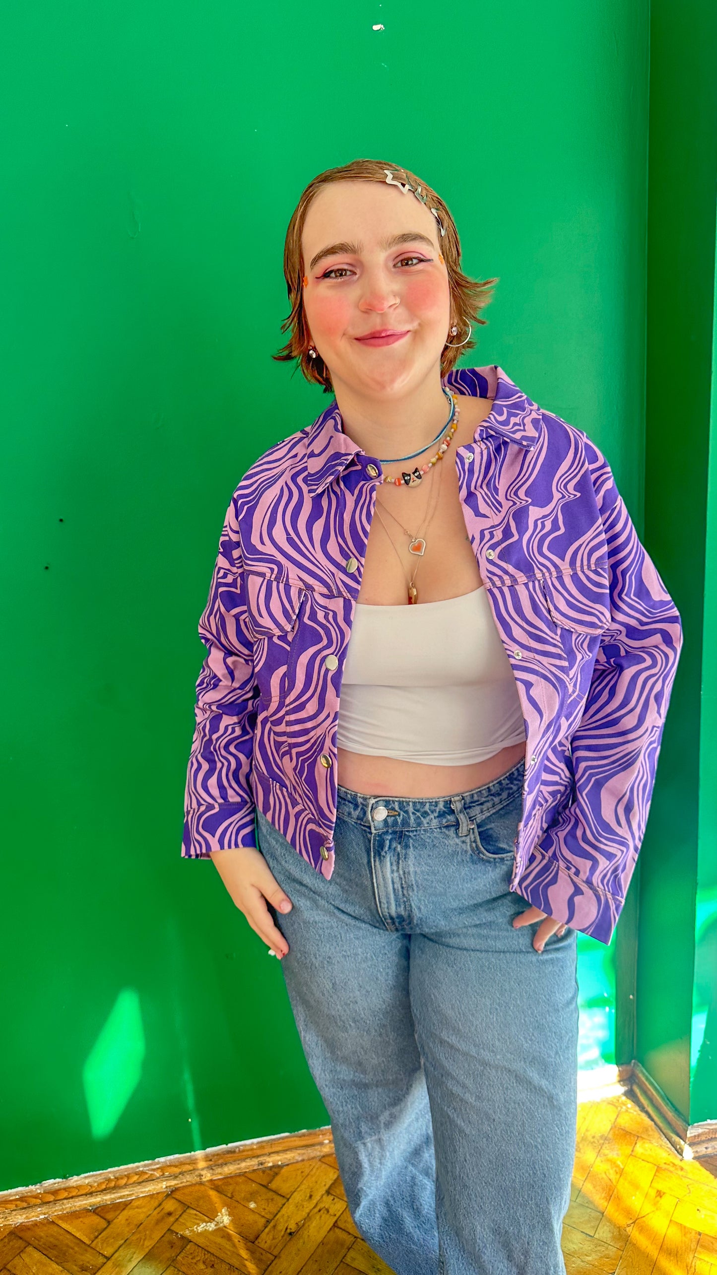 Mira – Purple Wave Canvas Ceket