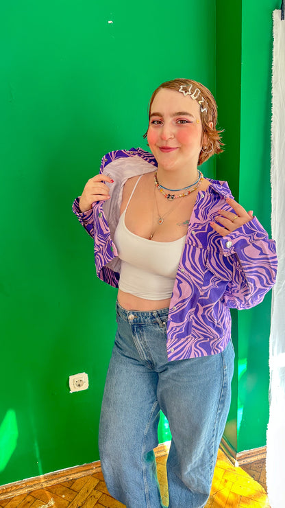 Mira – Purple Wave Canvas Ceket