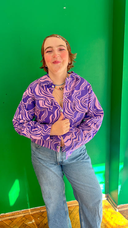 Mira – Purple Wave Canvas Ceket