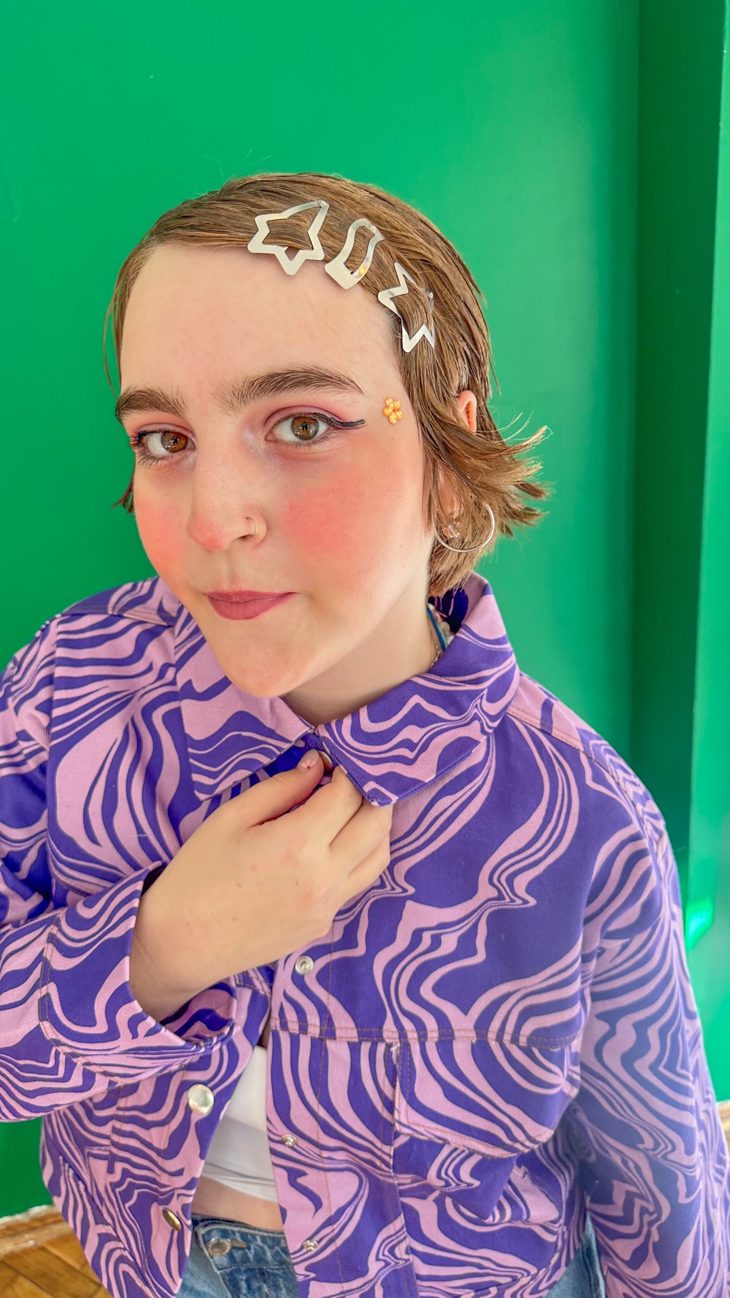 Mira – Purple Wave Canvas Ceket