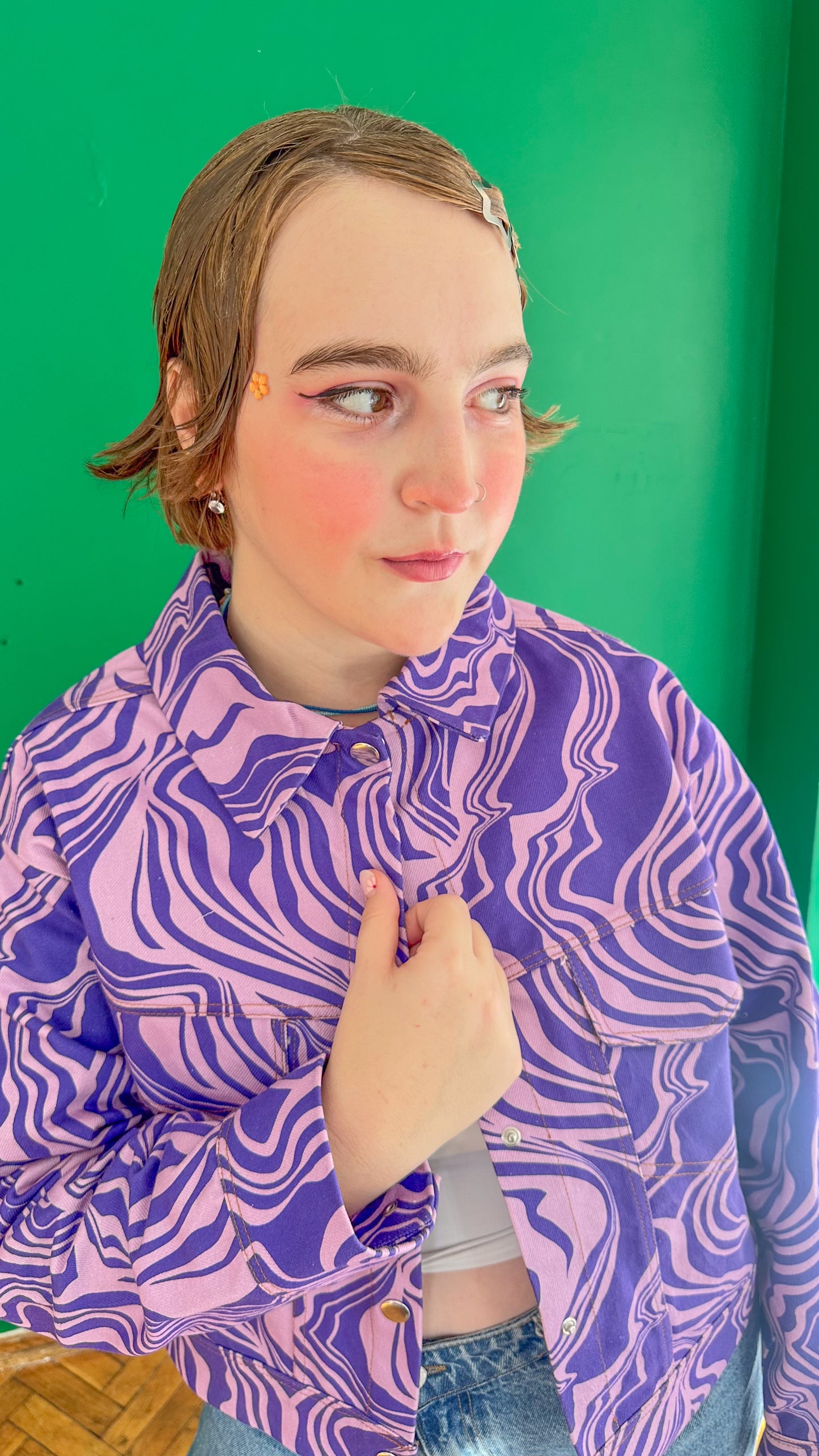 Mira – Purple Wave Canvas Ceket