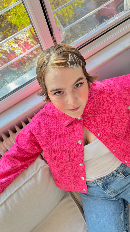 Lola – Hot Pink Canvas Ceket