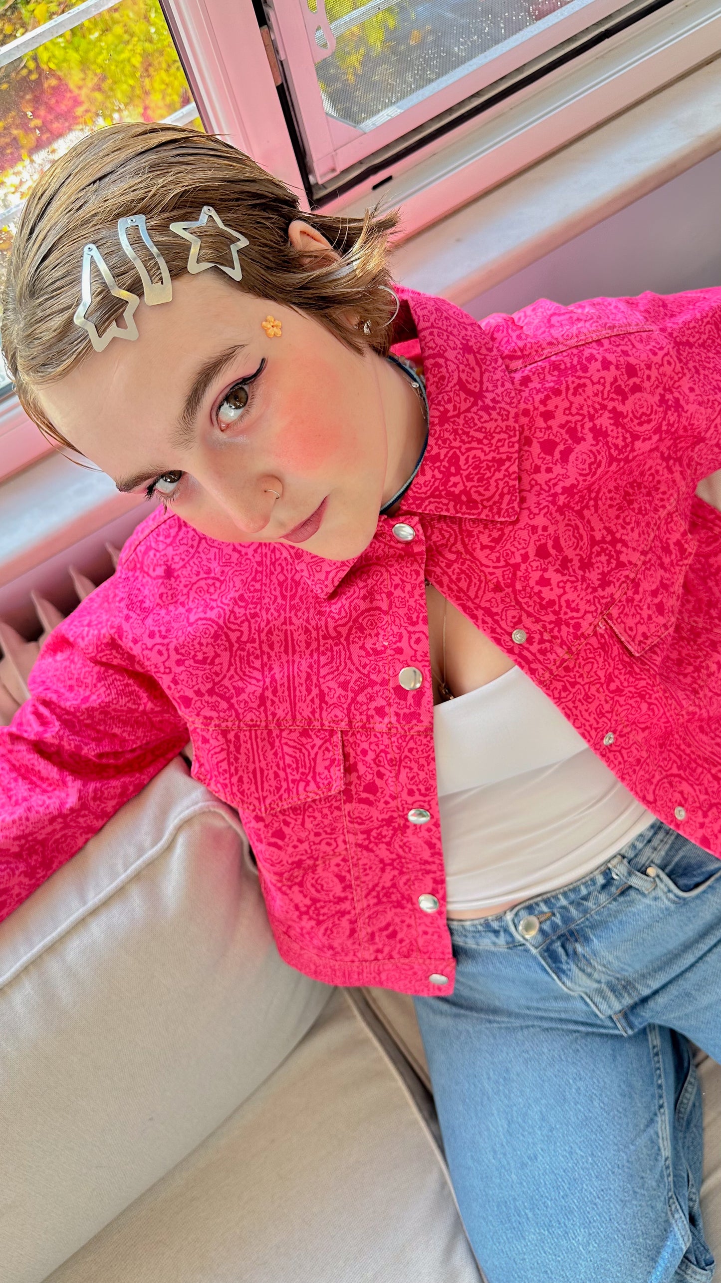 Lola – Hot Pink Canvas Ceket