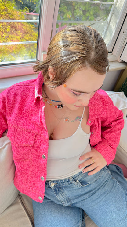 Lola – Hot Pink Canvas Ceket