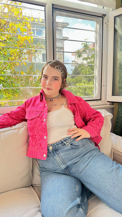 Lola – Hot Pink Canvas Ceket
