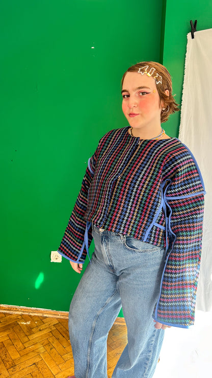 Claudia  Renkli Bağcık Detaylı Dokuma Ceket