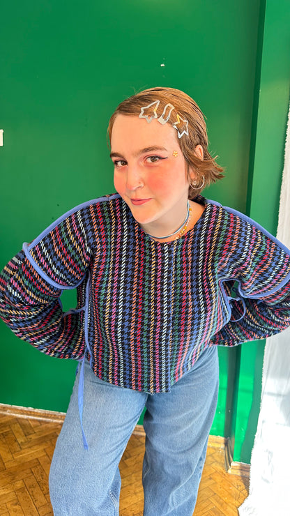 Claudia  Renkli Bağcık Detaylı Dokuma Ceket