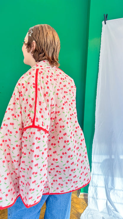 Luna — Kiraz Desenli Müslin Kimono Ceket