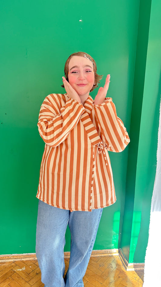 Mira — Çizgili Müslin Kimono Ceket