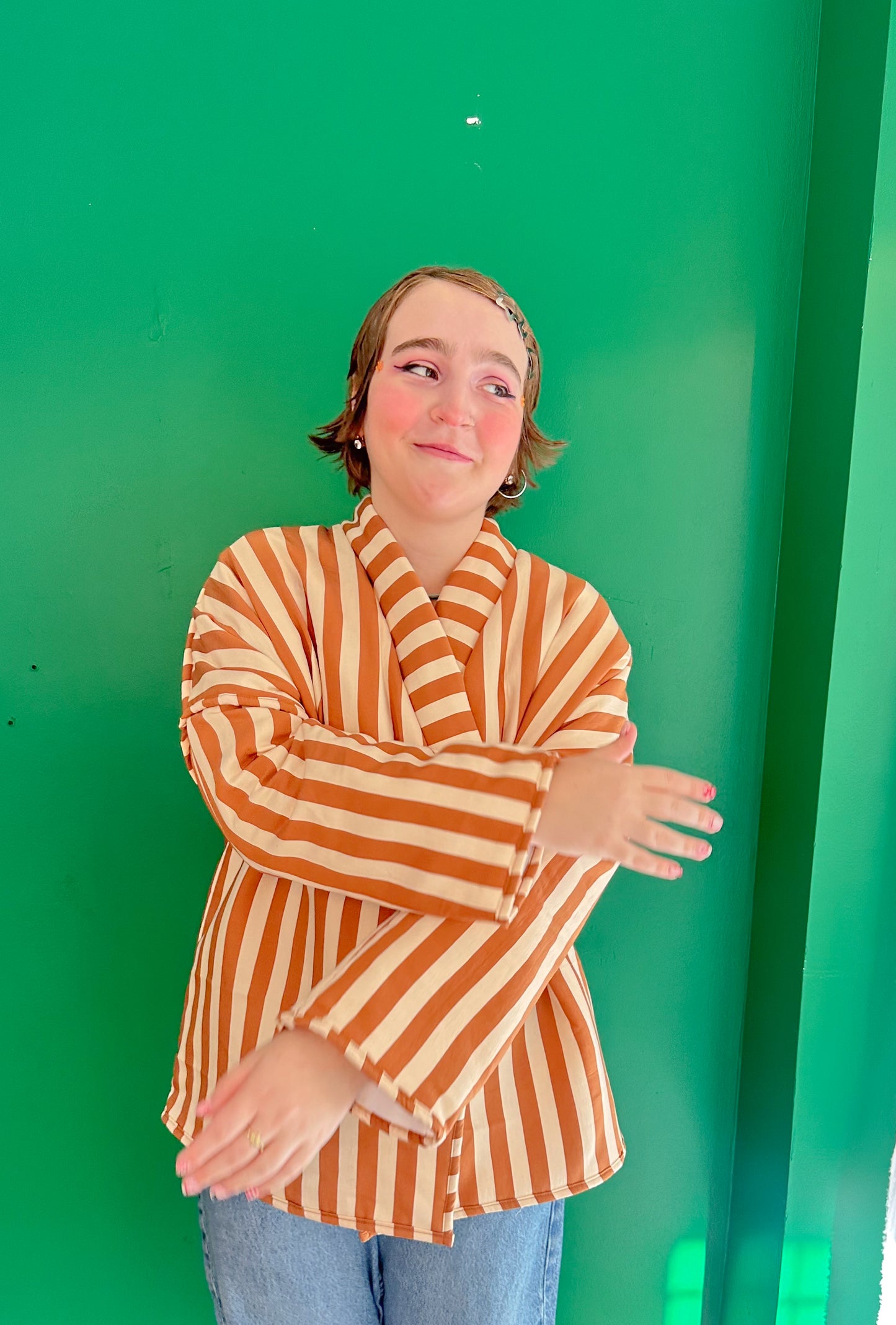 Mira — Çizgili Müslin Kimono Ceket