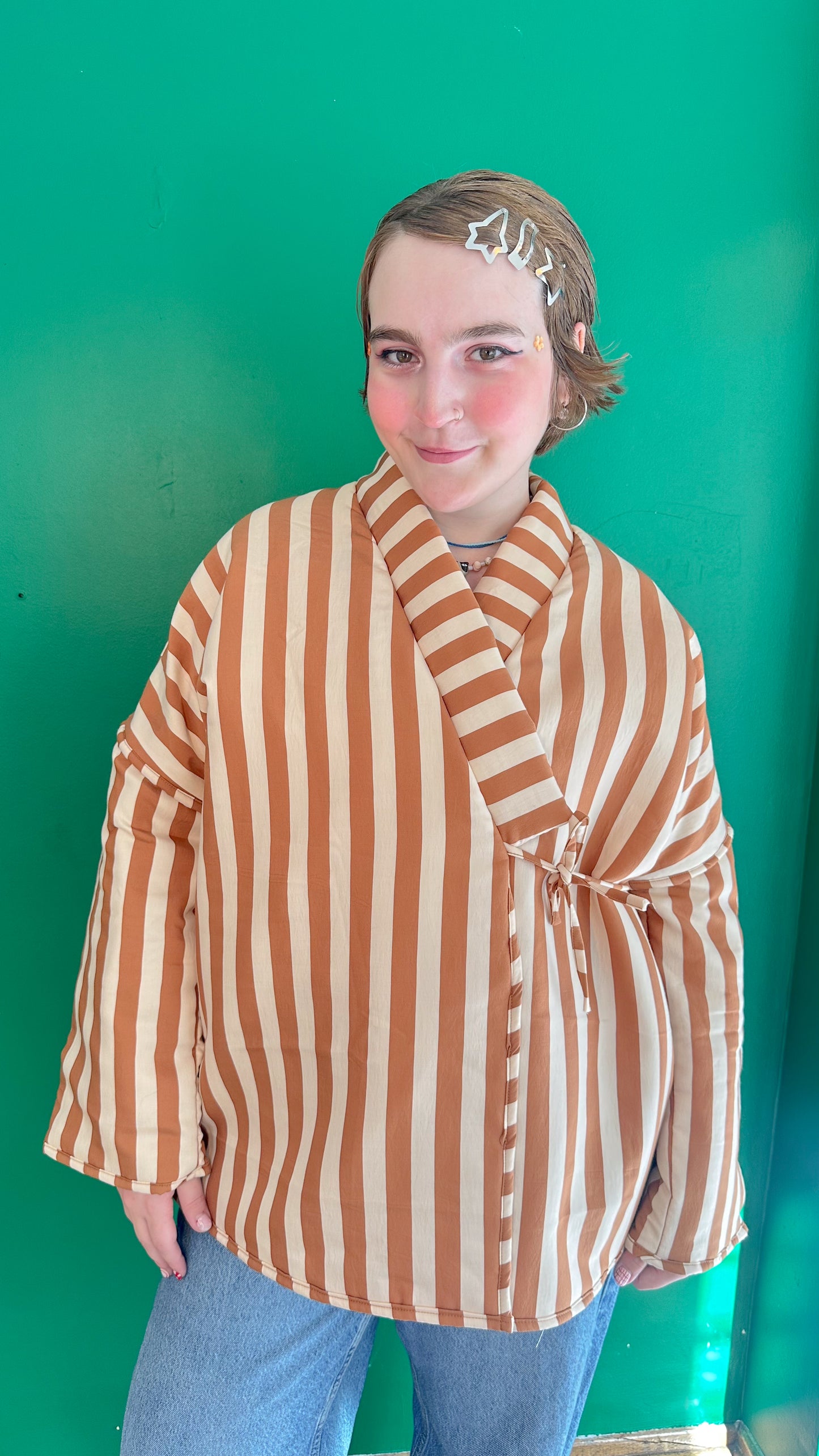 Mira — Çizgili Müslin Kimono Ceket