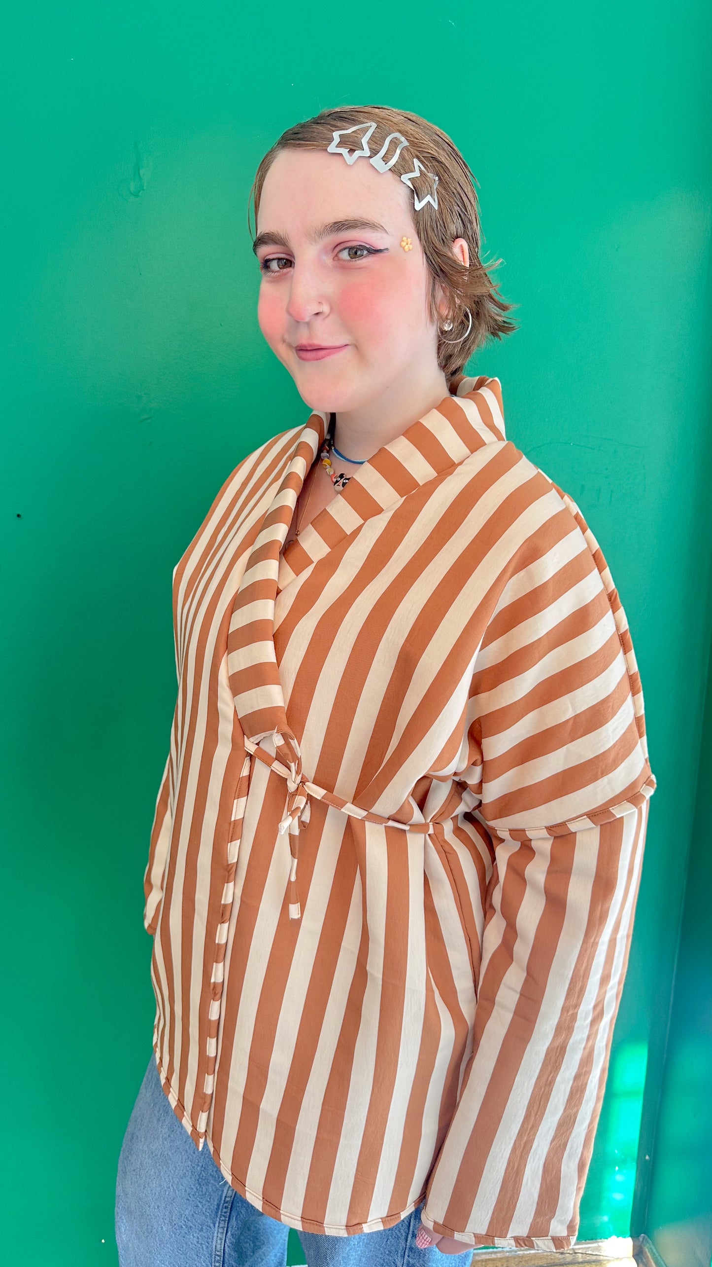 Mira — Çizgili Müslin Kimono Ceket