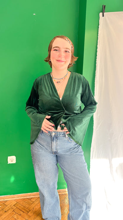 IVY Kadife Wrap Top Yeşil