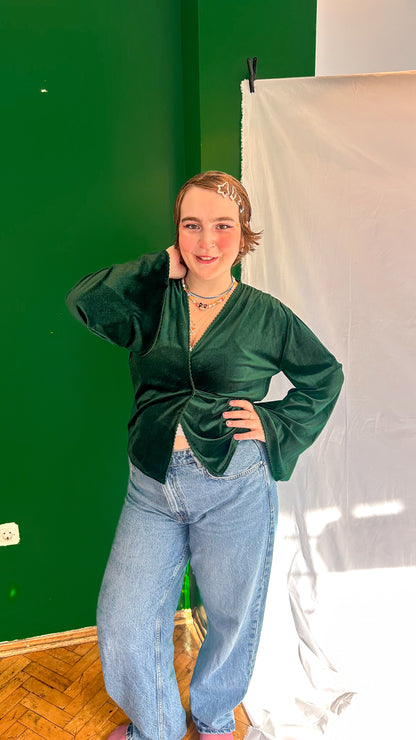 IVY Kadife Wrap Top Yeşil