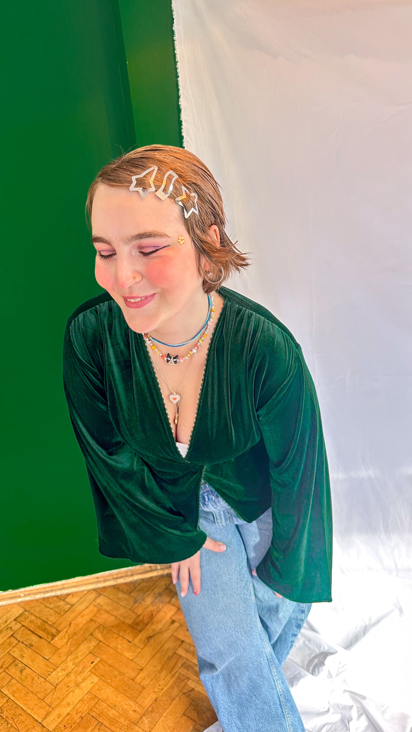 IVY Kadife Wrap Top Yeşil