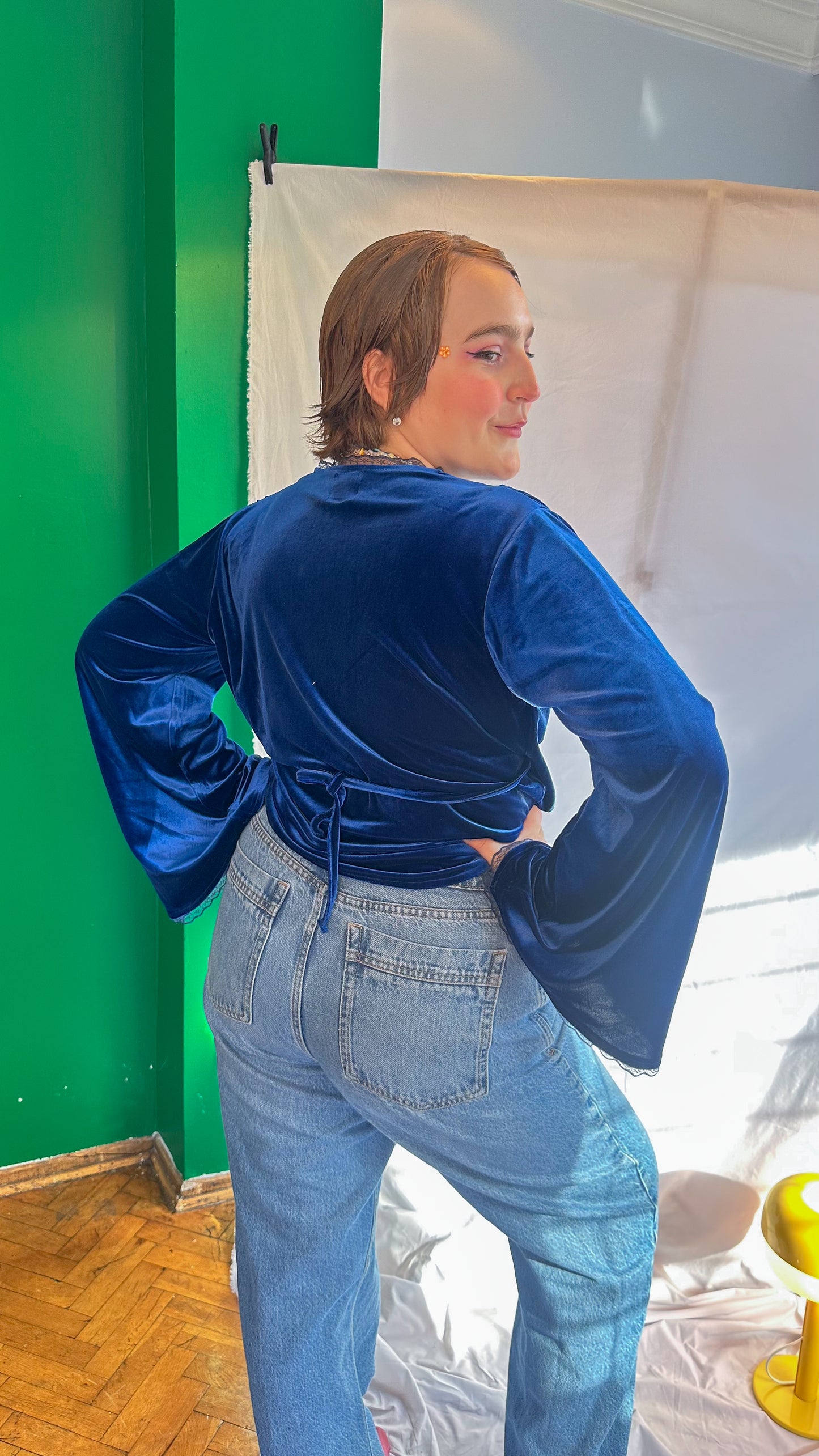 Maya Kadife Wrap Top Midnight Blue