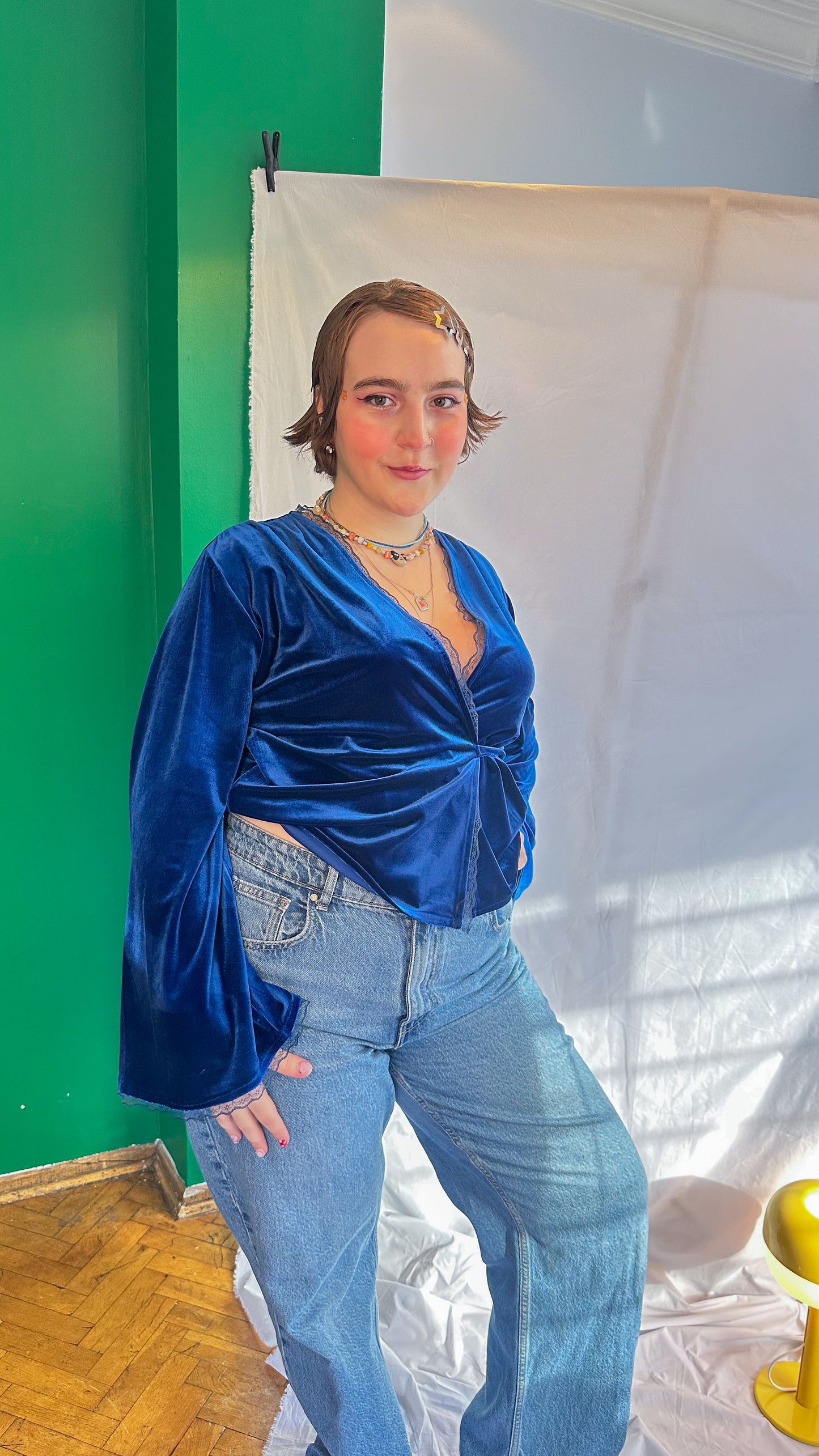 Maya Kadife Wrap Top Midnight Blue