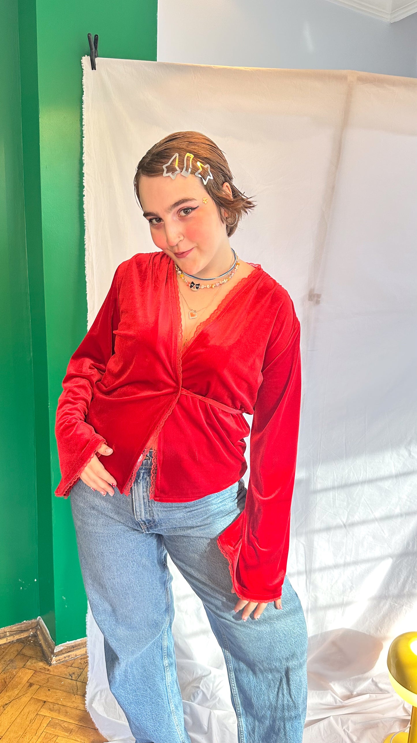 ROXY Kadife Wrap Top – Scarlet Kırmızı