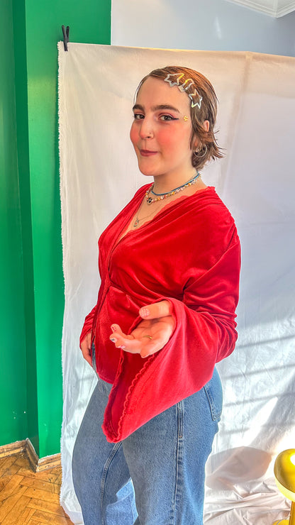 ROXY Kadife Wrap Top – Scarlet Kırmızı