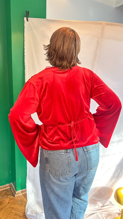 ROXY Kadife Wrap Top – Scarlet Kırmızı