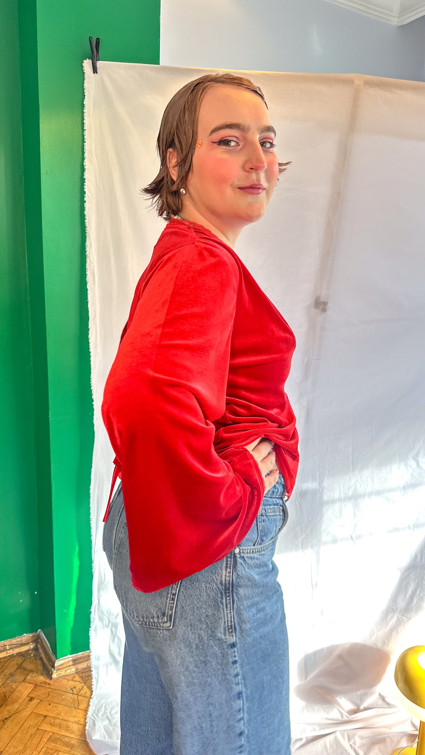 ROXY Kadife Wrap Top – Scarlet Kırmızı