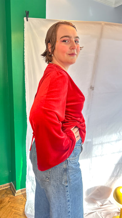 ROXY Kadife Wrap Top – Scarlet Kırmızı