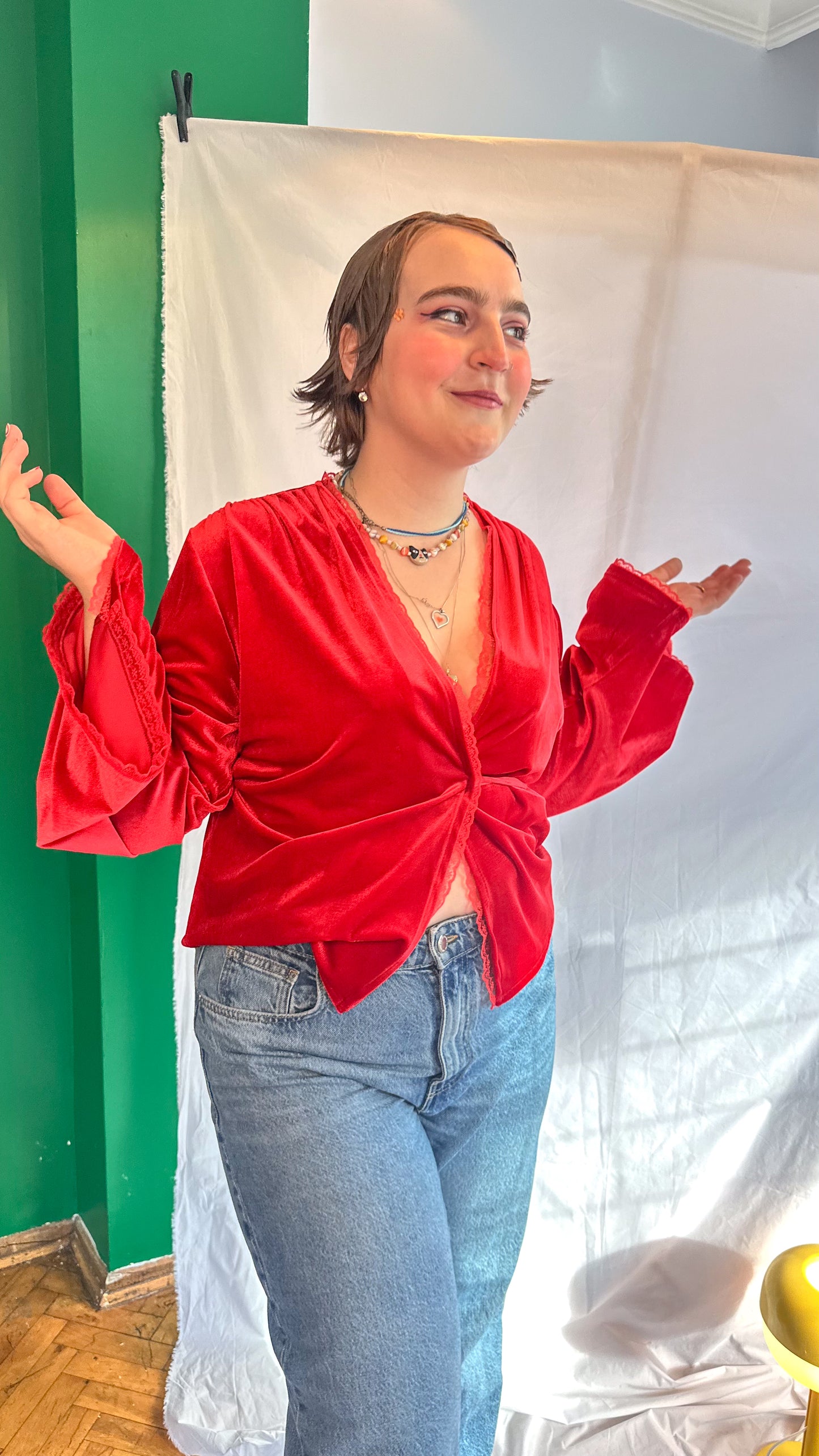 ROXY Kadife Wrap Top – Scarlet Kırmızı