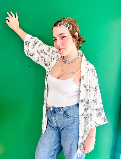 Who Let The Dogs Off? – Köpek Desenli Kimono Ceket