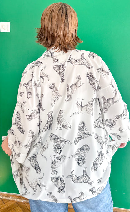 Who Let The Dogs Off? – Köpek Desenli Kimono Ceket