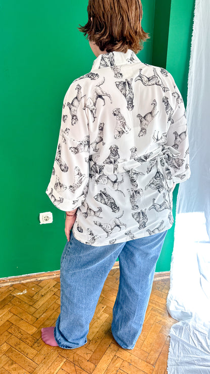 Who Let The Dogs Off? – Köpek Desenli Kimono Ceket