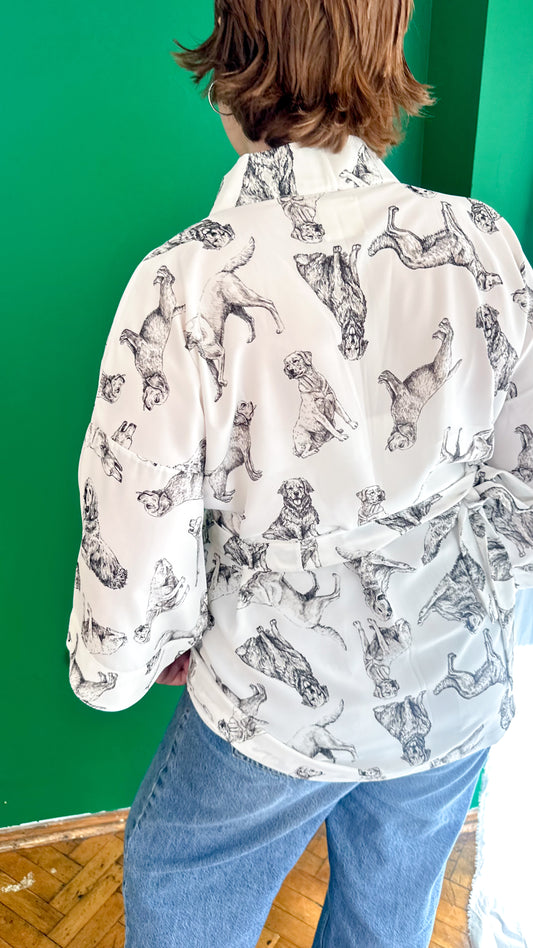 Who Let The Dogs Off? – Köpek Desenli Kimono Ceket