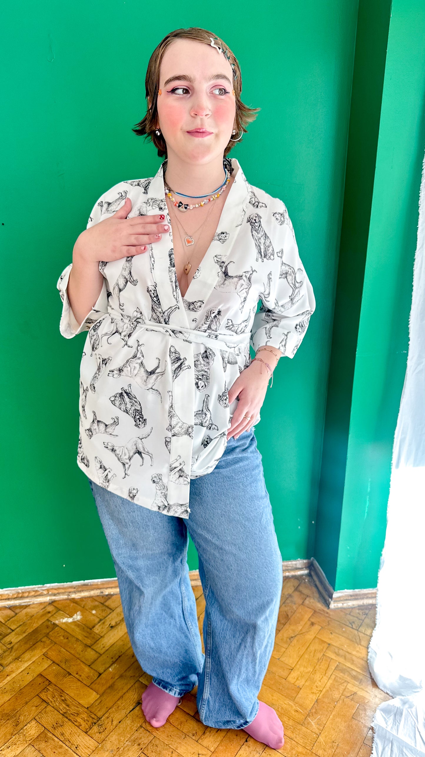 Who Let The Dogs Off? – Köpek Desenli Kimono Ceket