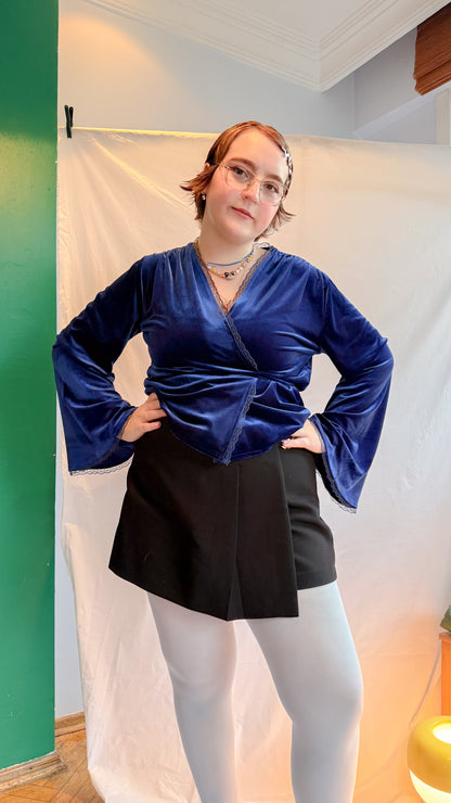 Maya Kadife Wrap Top Midnight Blue