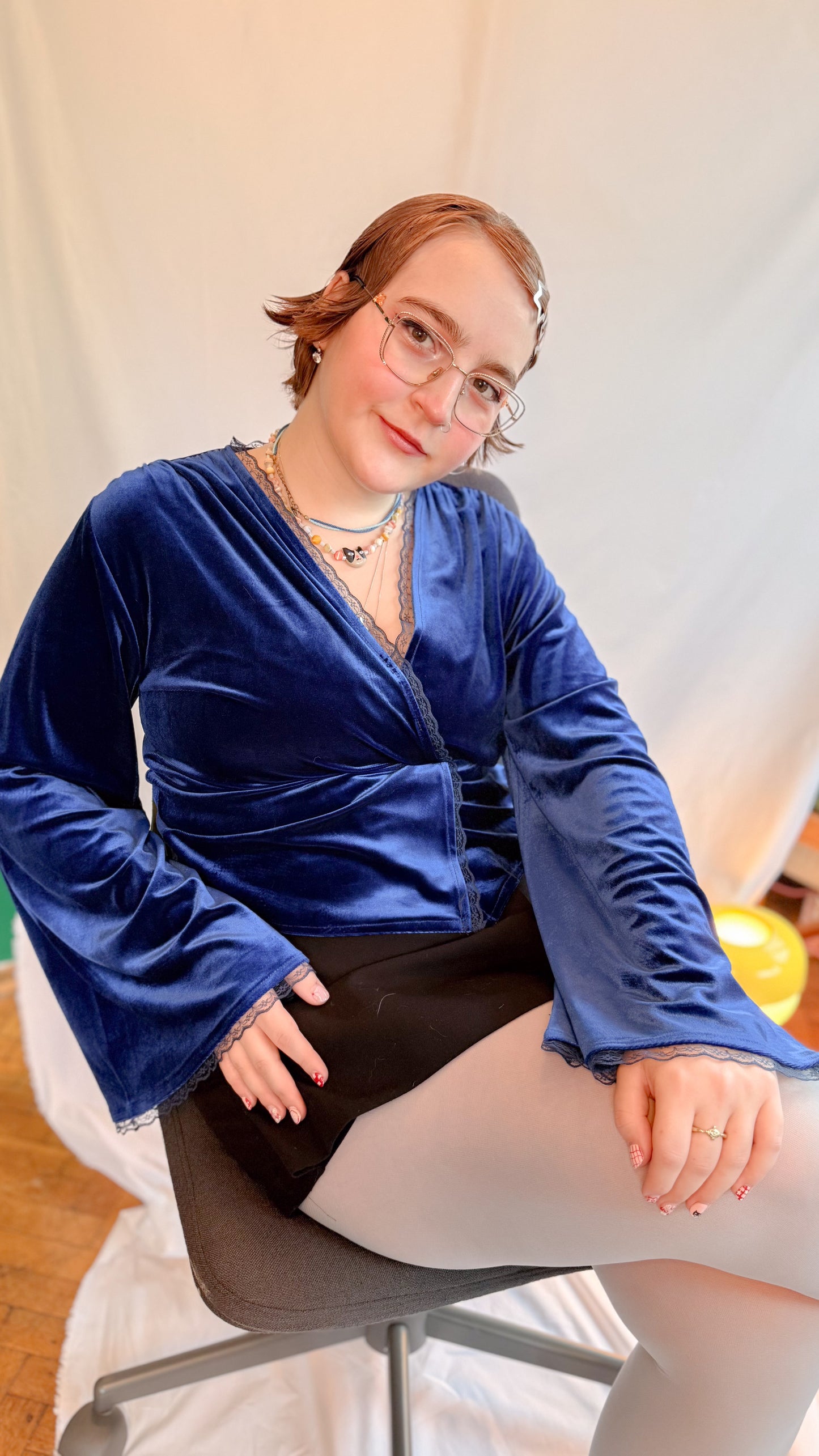 Maya Kadife Wrap Top Midnight Blue