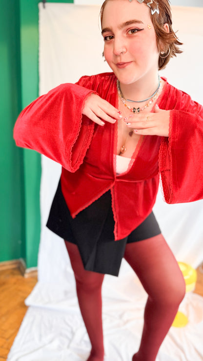 ROXY Kadife Wrap Top – Scarlet Kırmızı