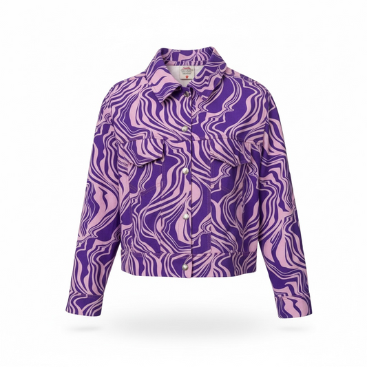 Mira – Purple Wave Canvas Ceket