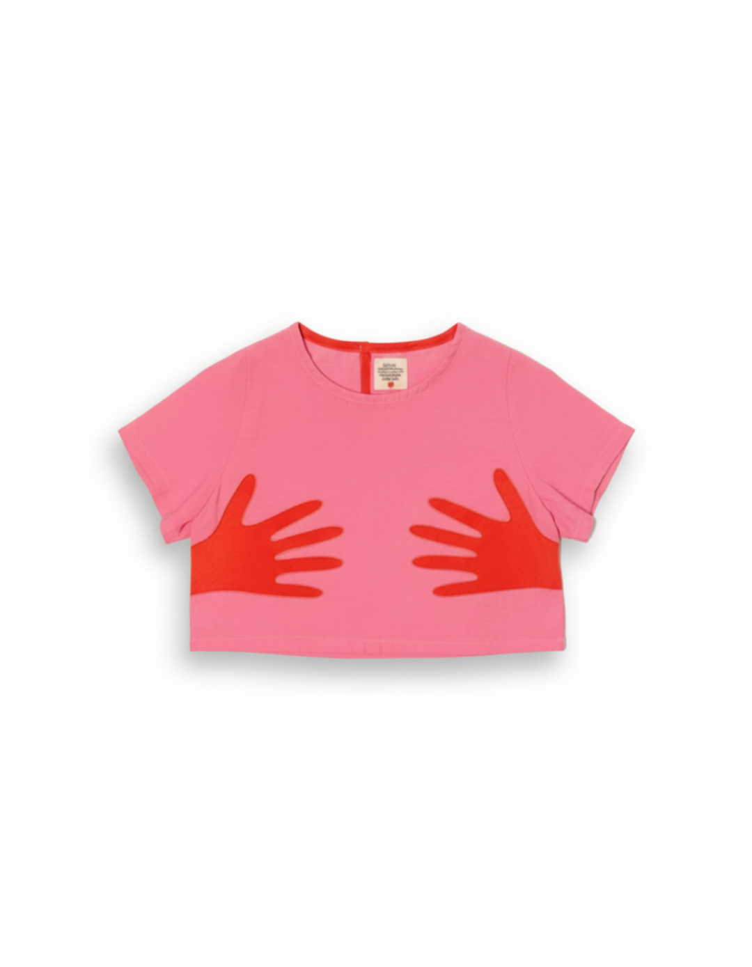 Hands Off Mila — El Aplikeli Crop Üst (Pembe Kırmızı)